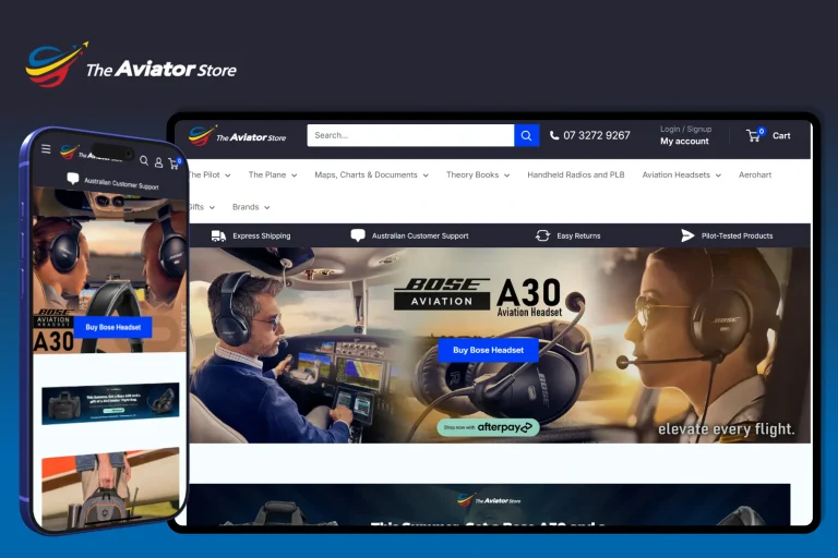 The Aviator Store Responsive Web Design