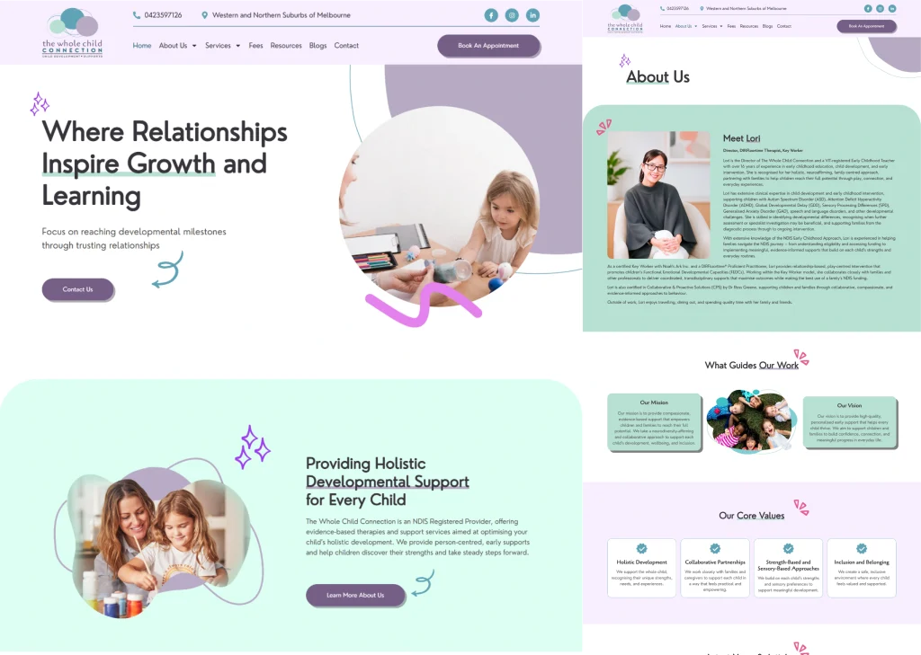 The Whole Child Connection Website showcase