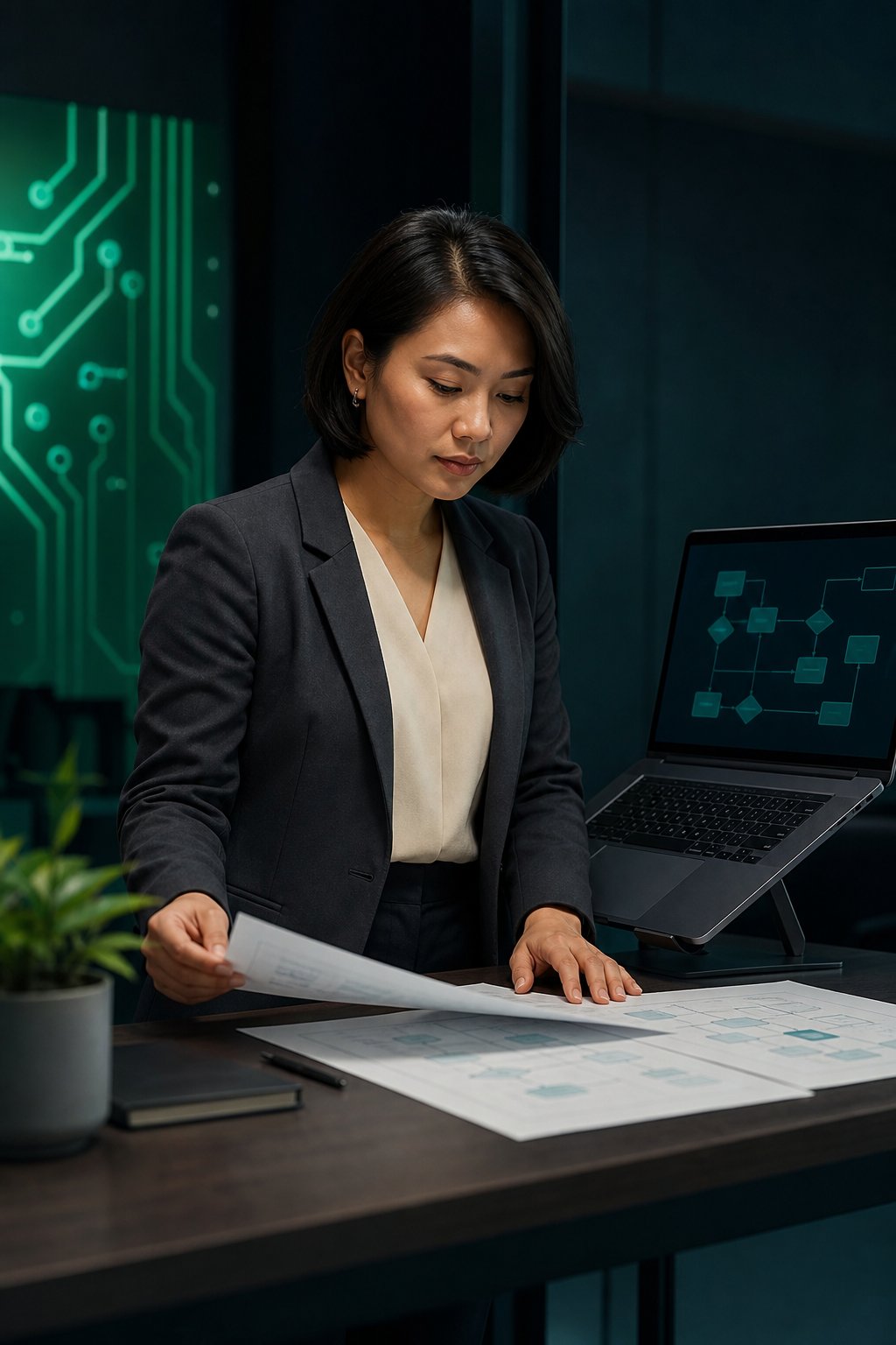 Consultant reviewing business process maps during an AI automation audit