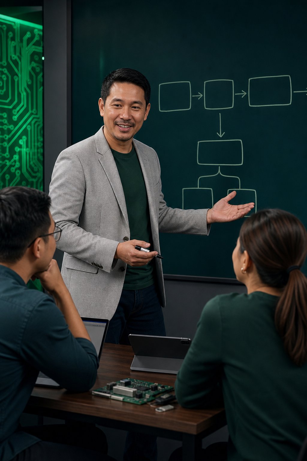 Consultant training a small team on practical AI workflows