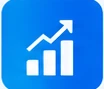 Growth chart icon for marketing and technology