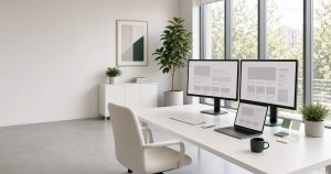 Web development team working together in a modern office